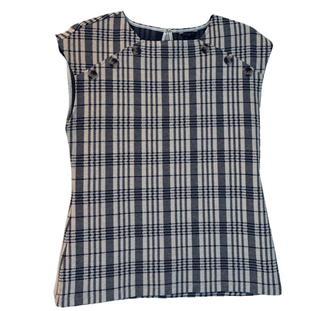 Women’s Ann Taylor Shirt Plaid Black & White Petite MP